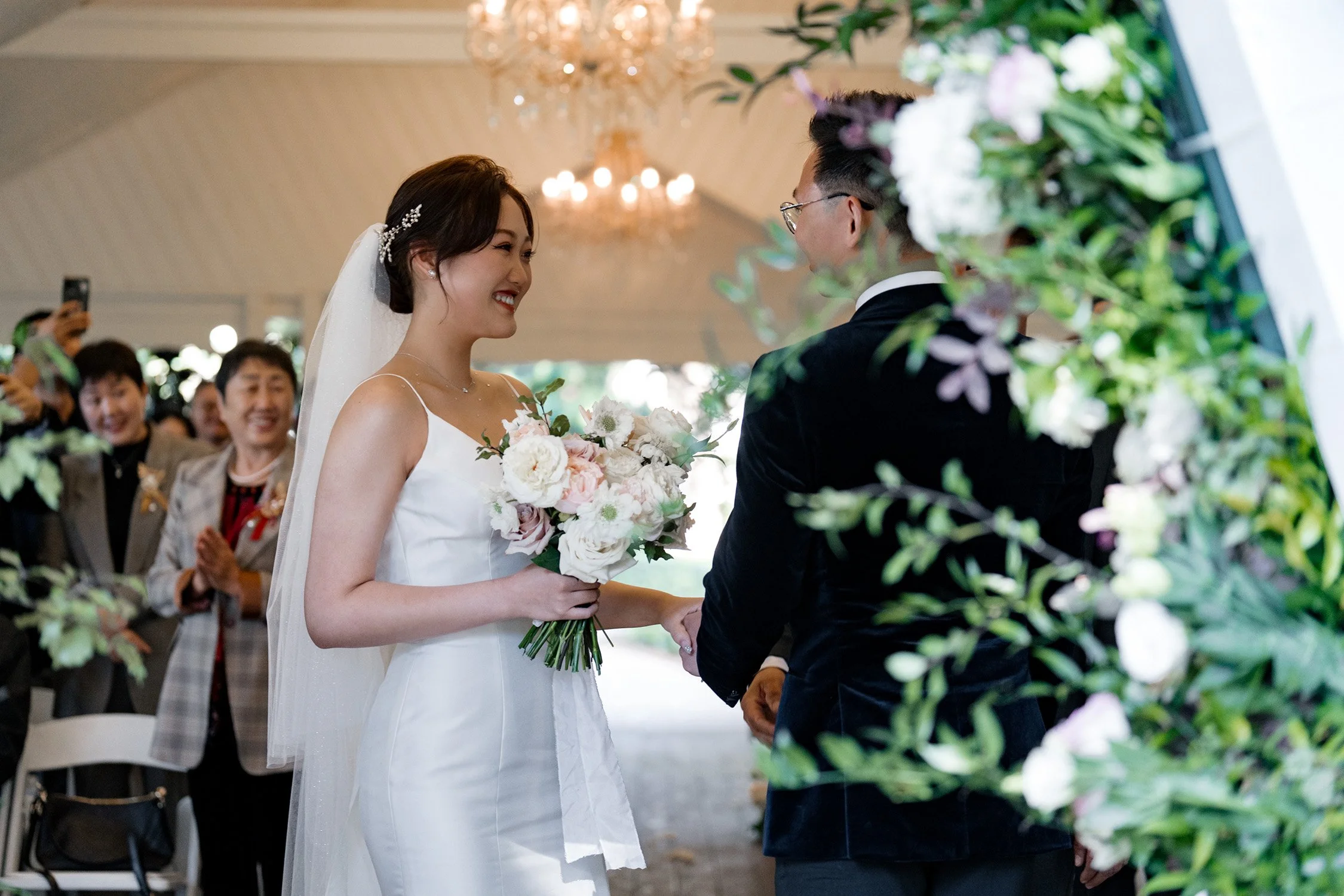 bride's father passing Vickey's hand to groom Brus in Gabbinbar Homestead