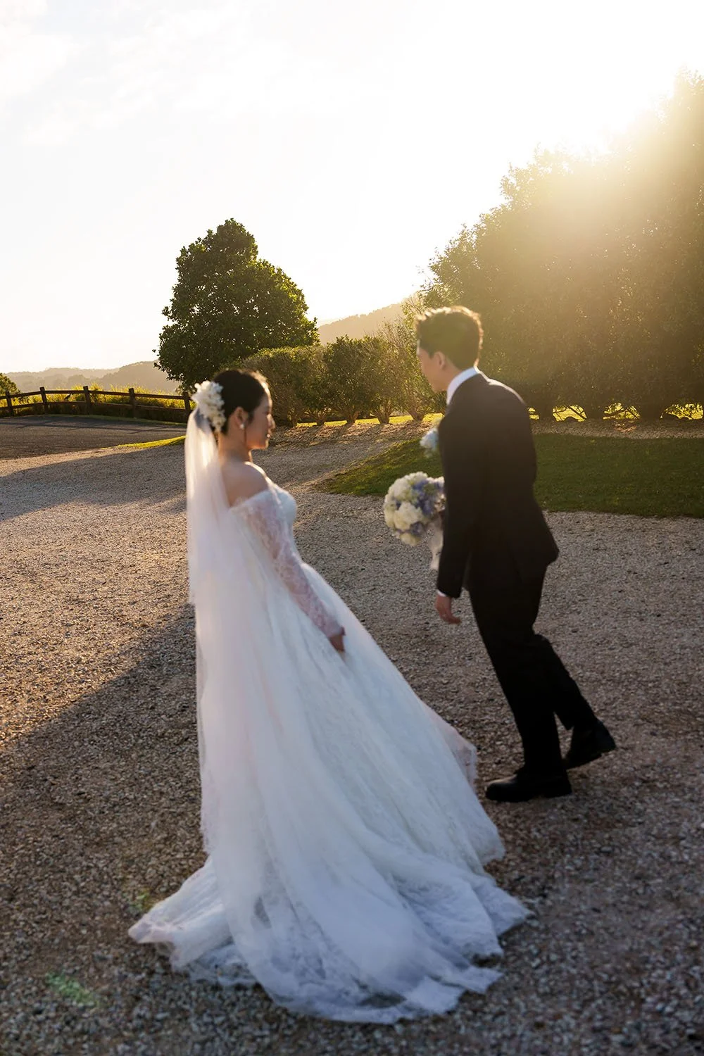 Michael and Lisa walk towards to each other
