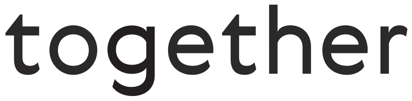 The word 'together' written in lowercase black letters