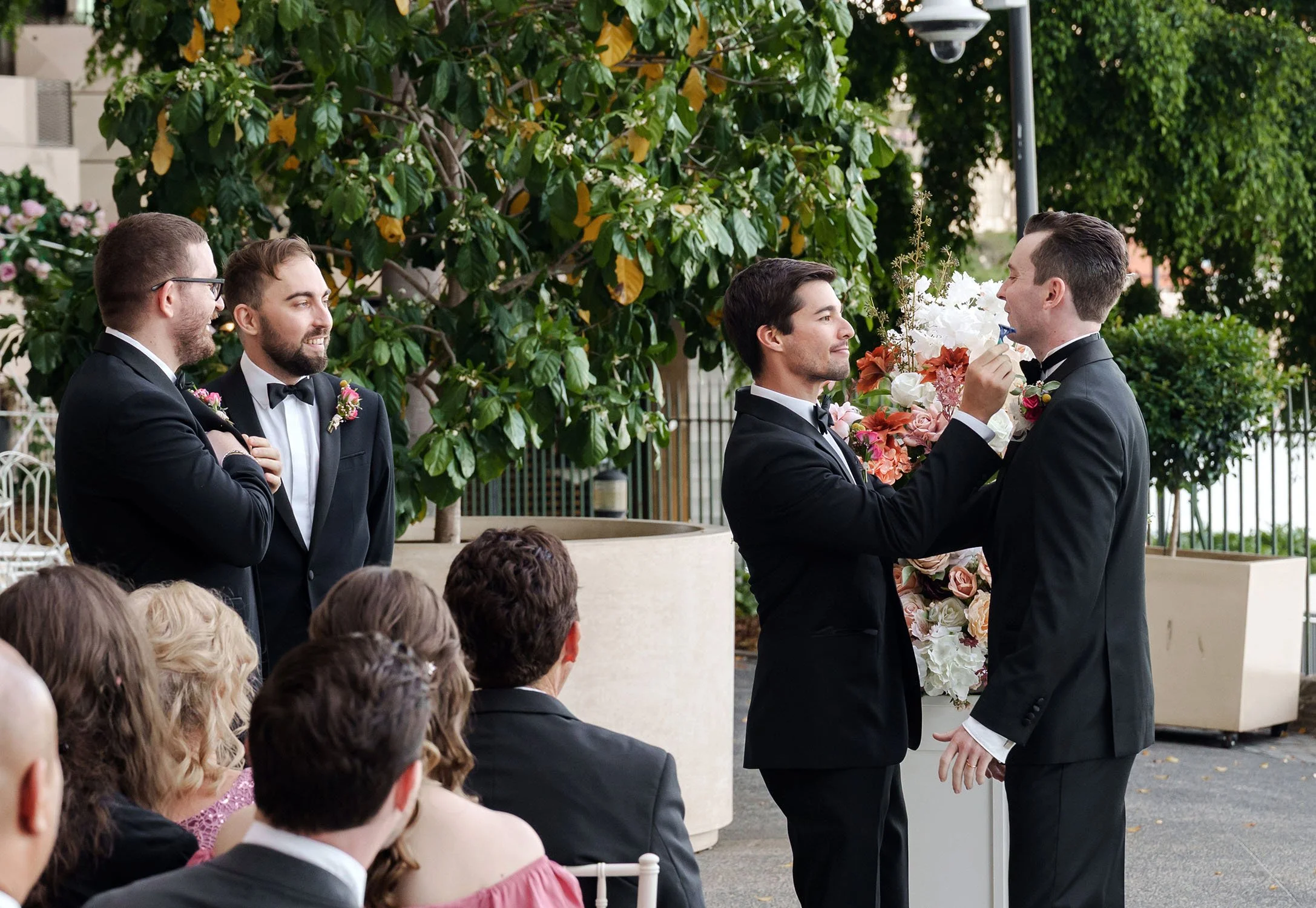 groom Cliffe's bestman brush the beer for him