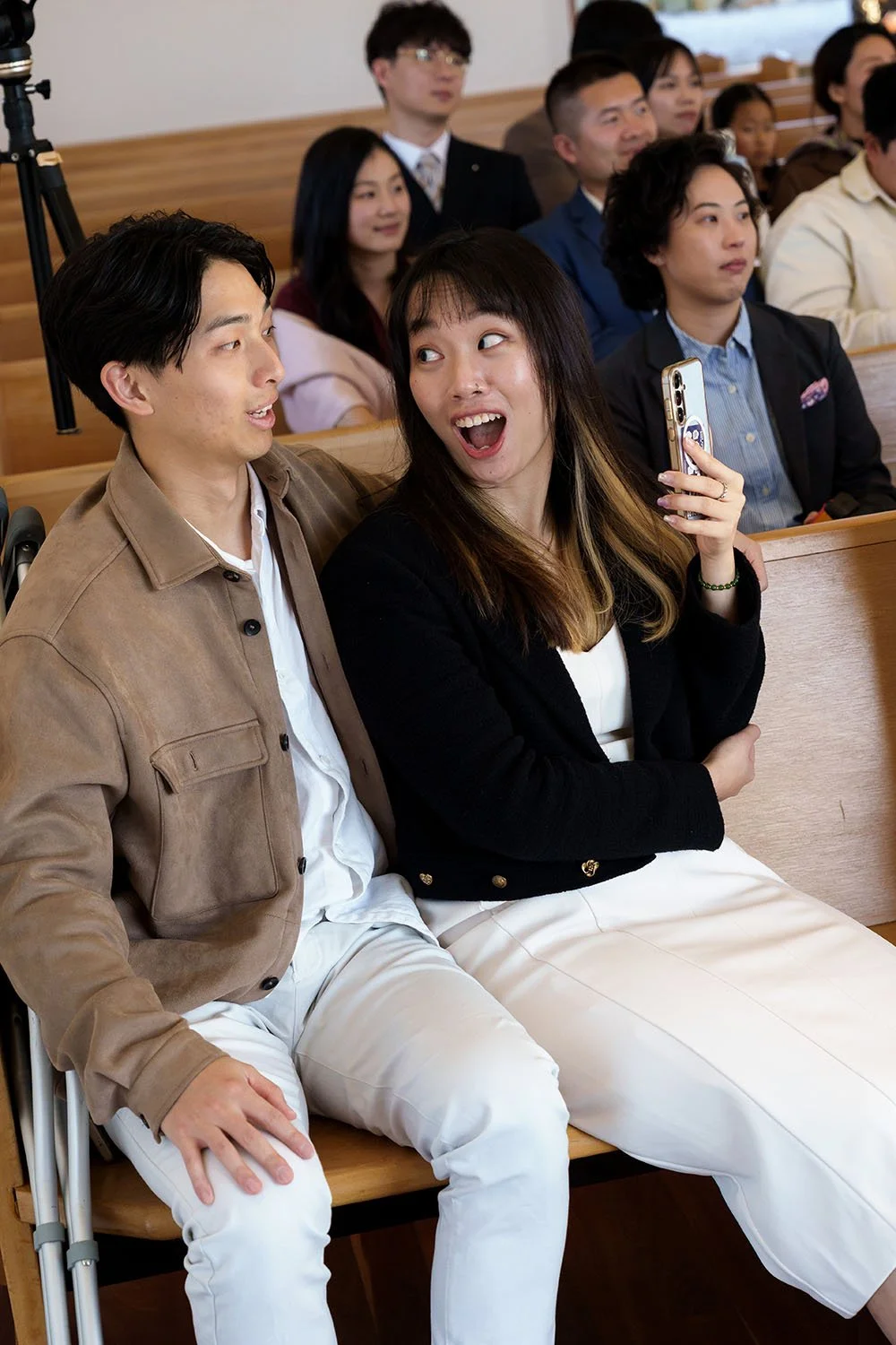 a girl guest surprised face to her boyfriend