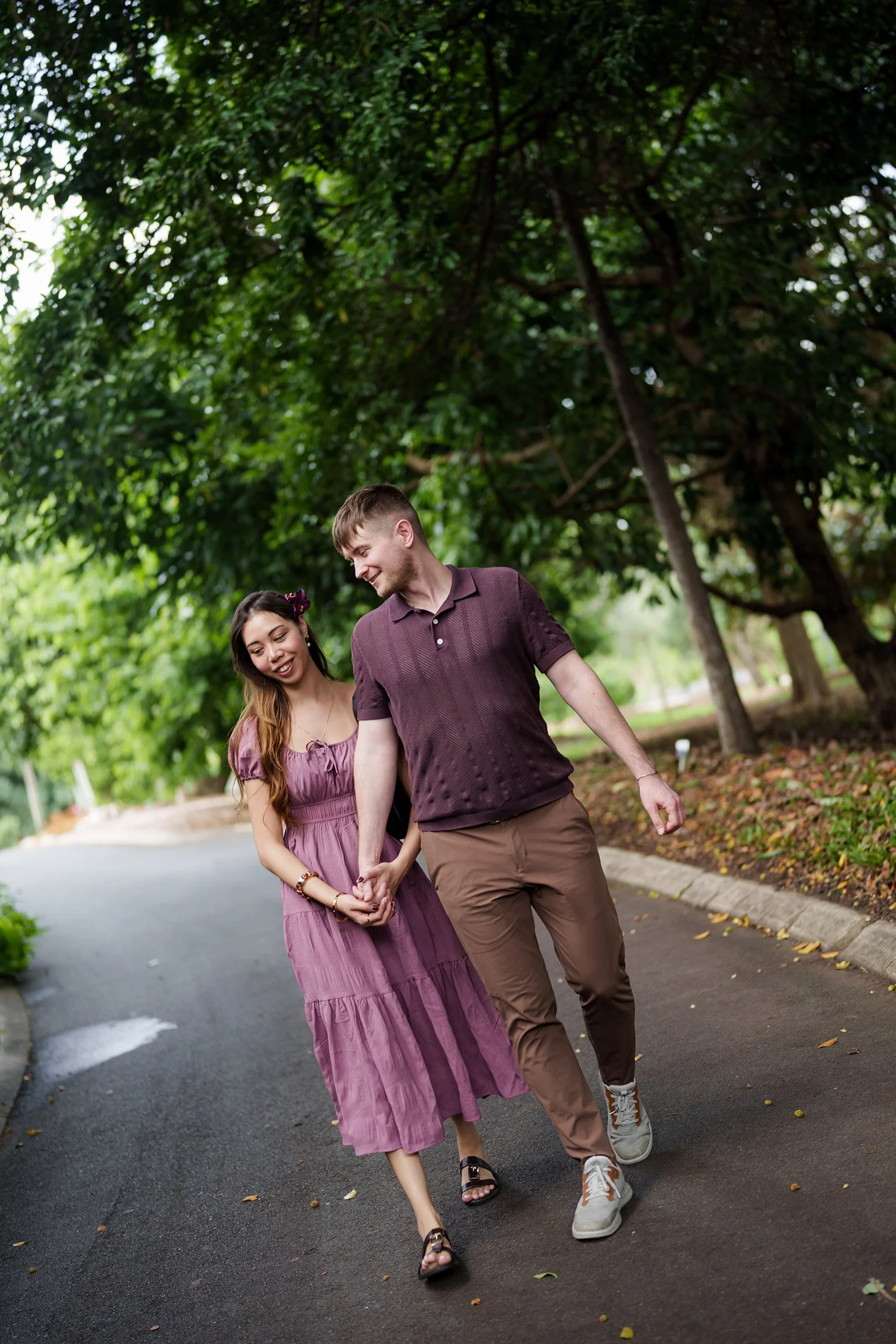 Ruby held both of Kyle’s hands as they walked together.