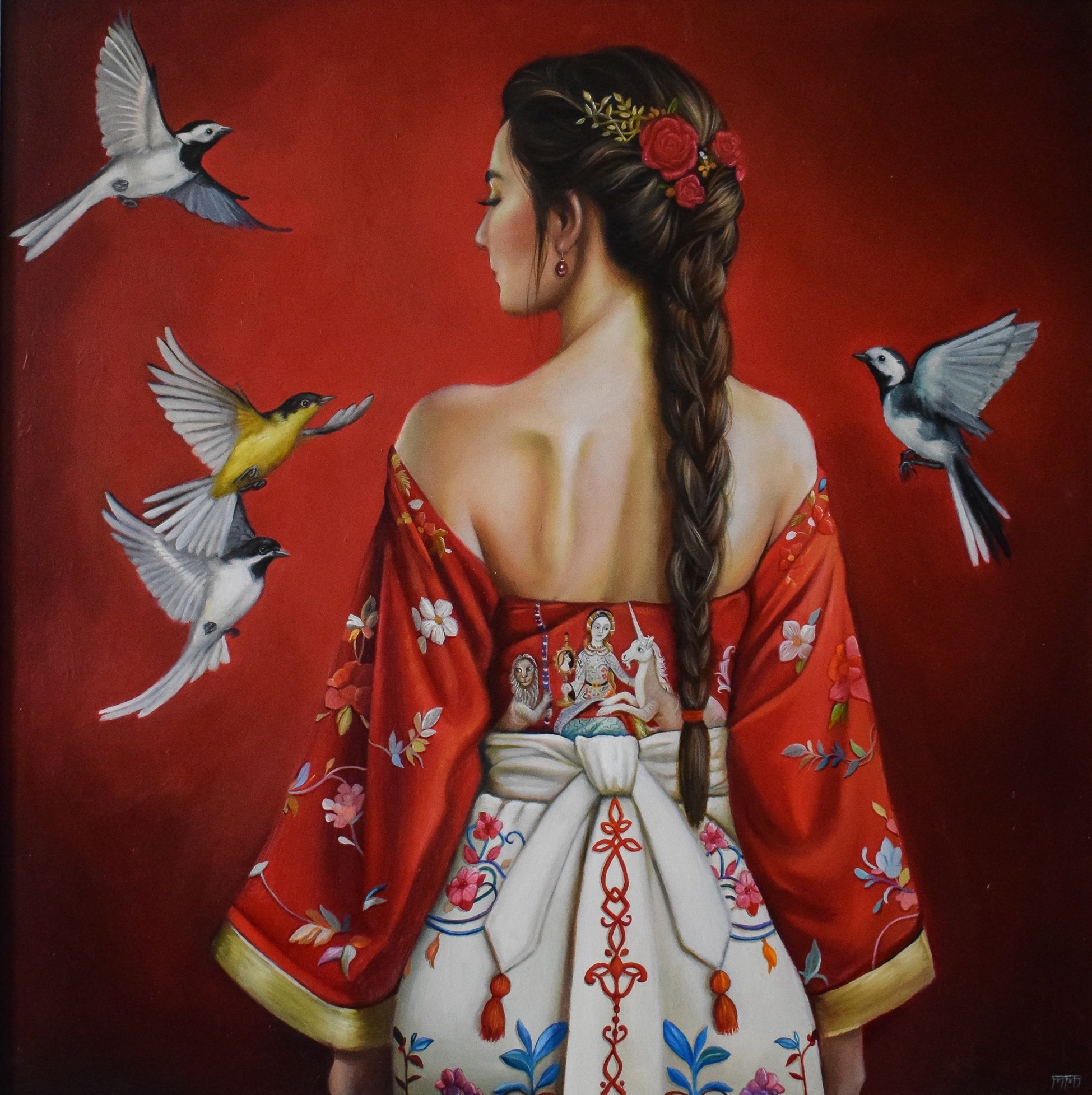 The Tapestry Wears Her Name 🔴
oil on panel