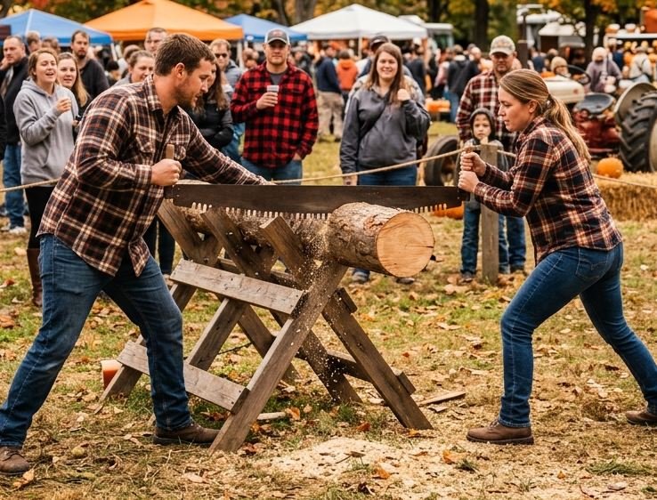 Cross Cut log sawing contest at Children’s Games 