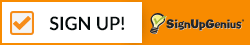 Sign-up button with black border, orange background, and white text, next to the SignUpGenius logo in green and yellow.