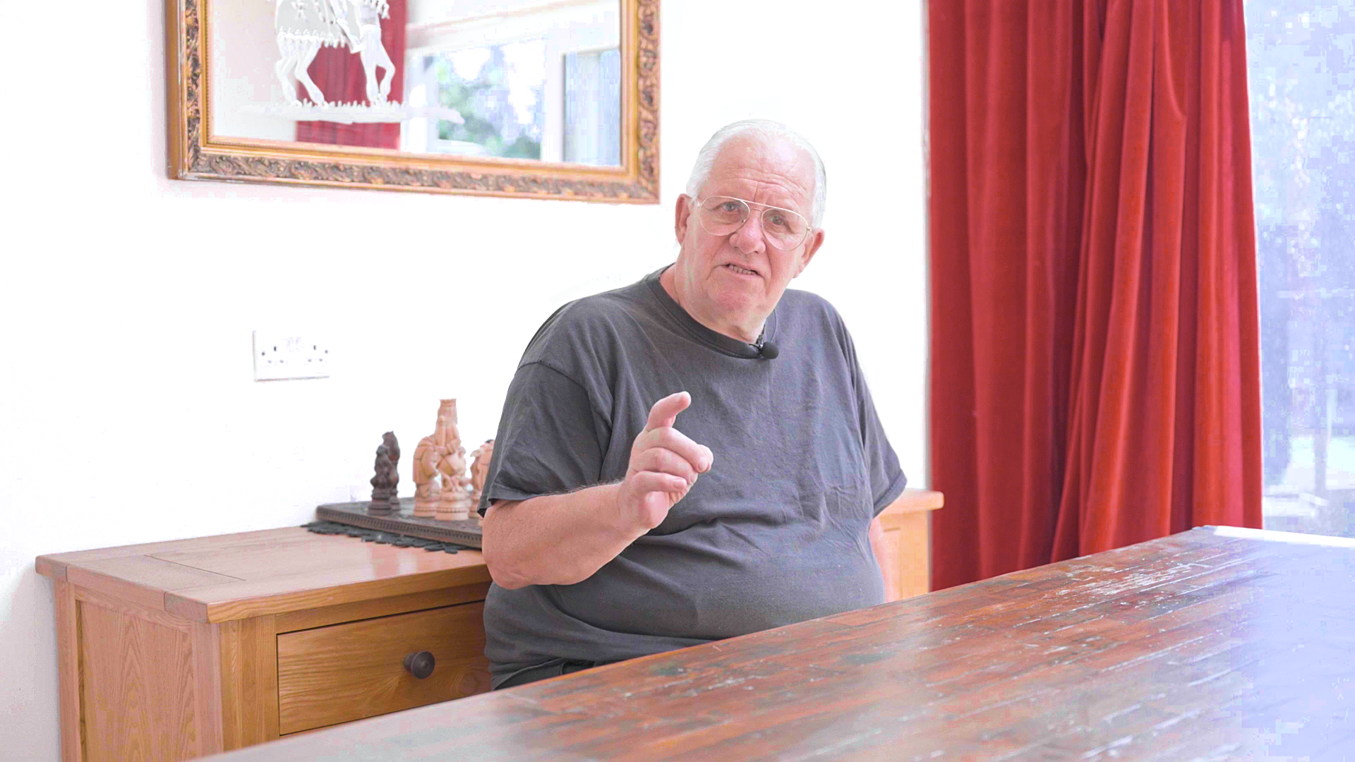 Harry Huckstepp, former coach at Senrab Football Club,interviews for the Life Goals documentary.