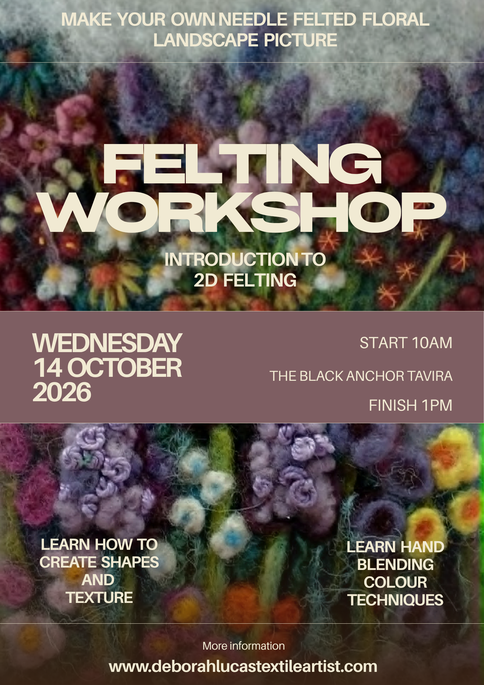2D Needle Felting Workshop: Create A Floral Landscape