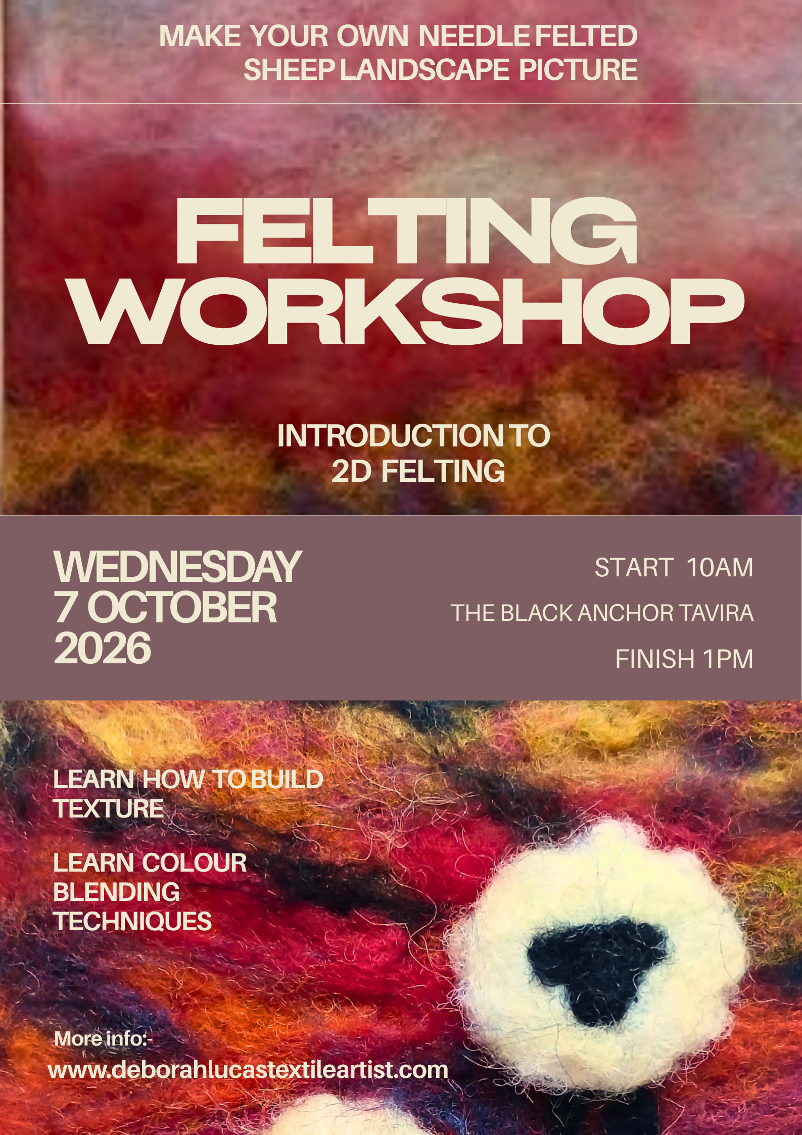 2D Needle Felting Workshop: Create a Sheep Landscape