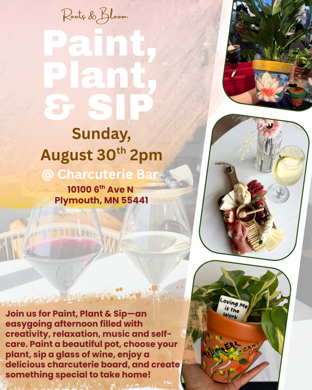 Rhythm &amp; Blooms: Paint, Plant &amp; Sip @Charcuterie Bar 8/30