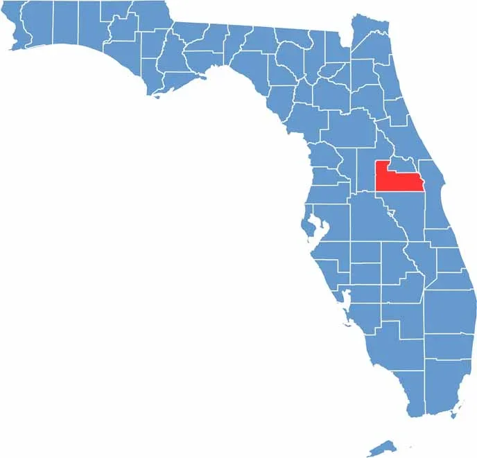 Map of Florida counties, with Alachua County highlighted in red.