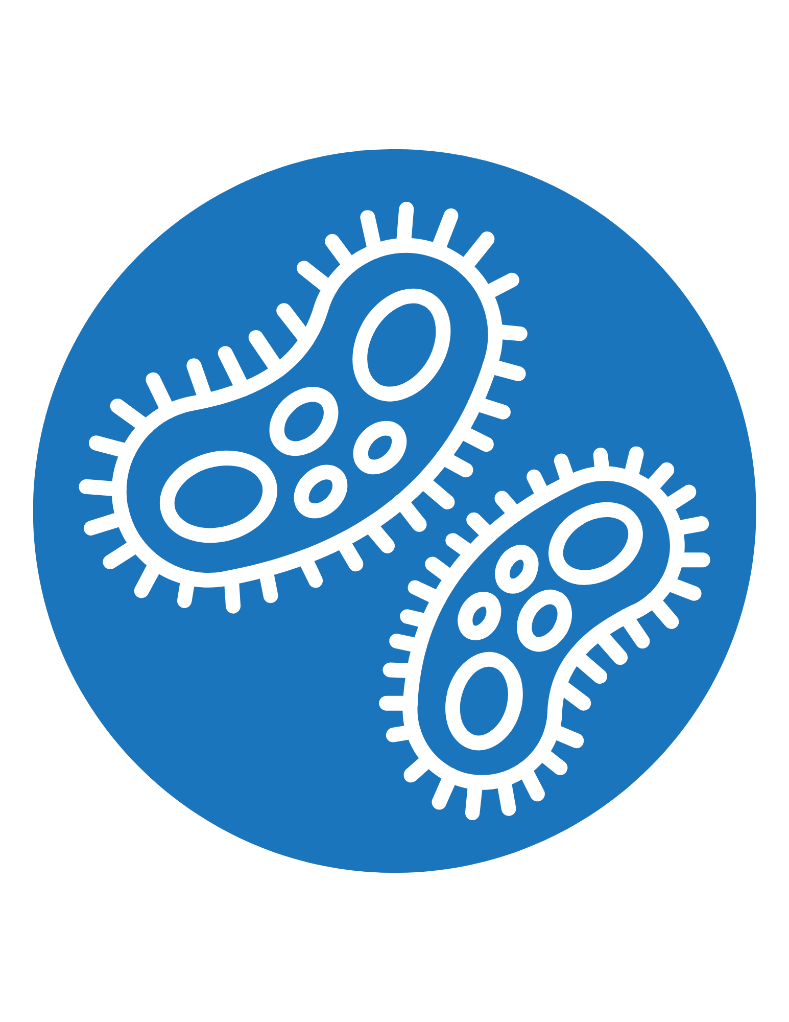 Illustration of bacteria or microorganisms inside a blue circle.