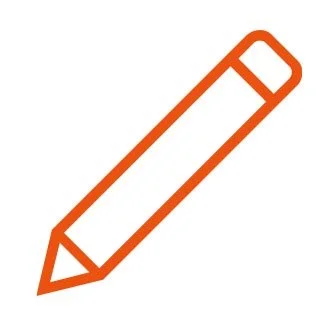 Orange outline drawing of a pencil
