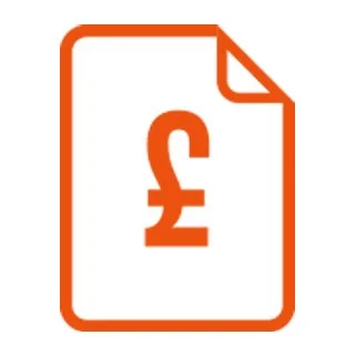 Icon of a document with a pound currency symbol in the center.