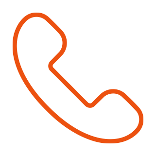 Outline of a telephone handset in orange.