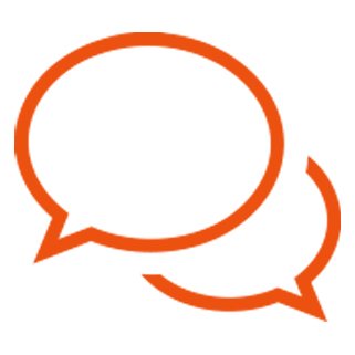 Two overlapping speech bubbles that represents conversation between supplier and customer