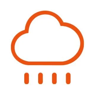 Icon of a cloud with rain represents weather protection
