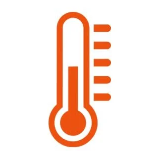 An orange thermometer icon indicating temperature.