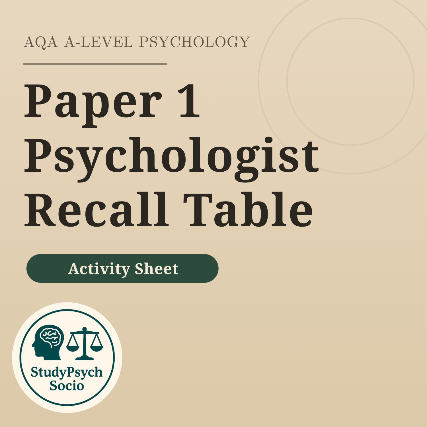 Paper 1 Psychologist Recall Table