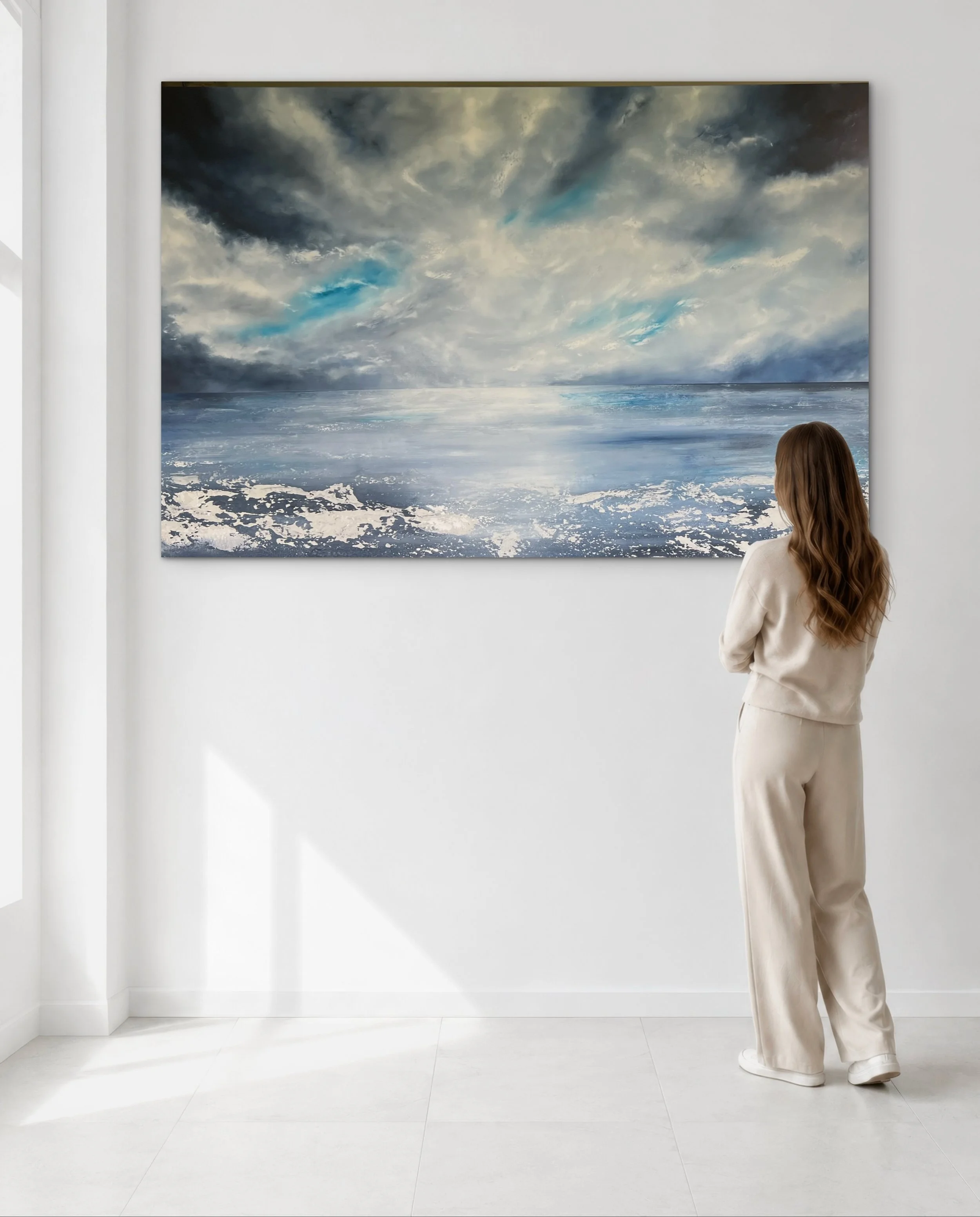 Eclipse 
Original Oil Painting 
Prints Available 

There are some places that stay with you forever.
This painting was inspired by a morning I experienced while approaching Antarctica.
The sea was almost still. The light slowly broke through the clou