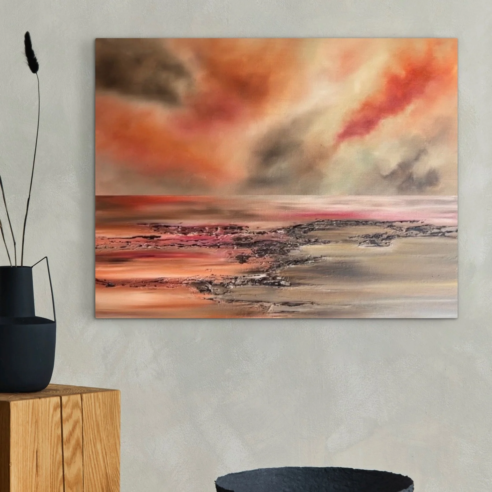 Burnished Skies ☀️🔥

I think the heatwave had me wanting to paint in these colours for a while now &mdash; hot oranges, dusty pinks, smoky browns , crimsons and glowing creams. There&rsquo;s something about the intense heat that makes the evening sk