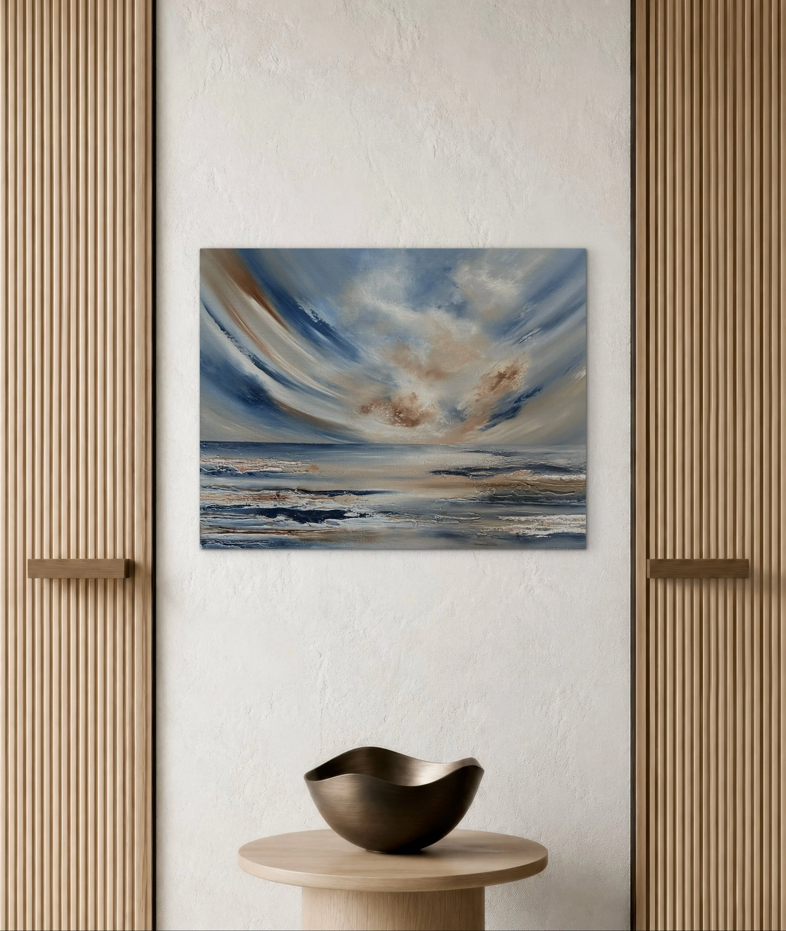 UNKNOWN HORIZON
Oil on canvas with silver

A very special moment when a commissioned painting leaves the studio and finds its new home.

Unknown Horizon was created as a commission, and I&rsquo;m delighted to say it has now been collected and is sett