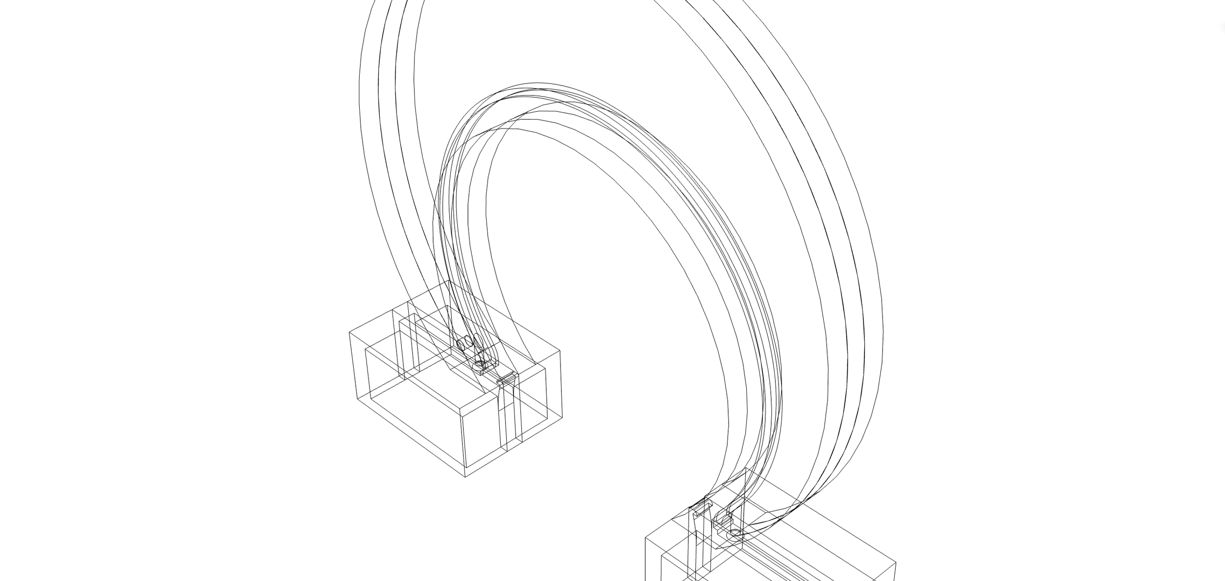 a wireframe model of an omega-shaped table lamp