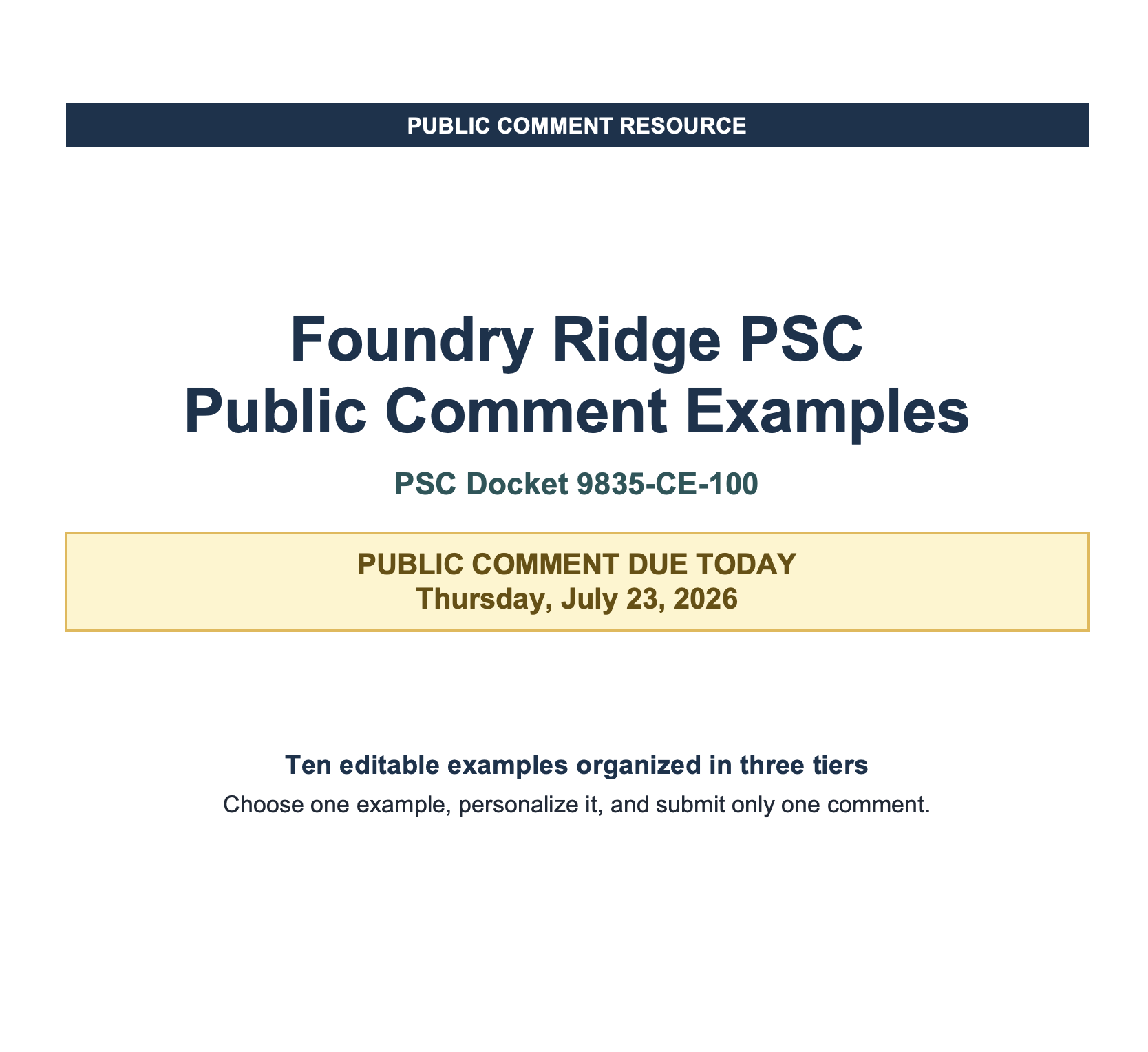 Foundry Ridge Public Comment Examples Available - Submit Before Today’s Deadline!