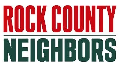 Rock County Neighbors logo in red and green text