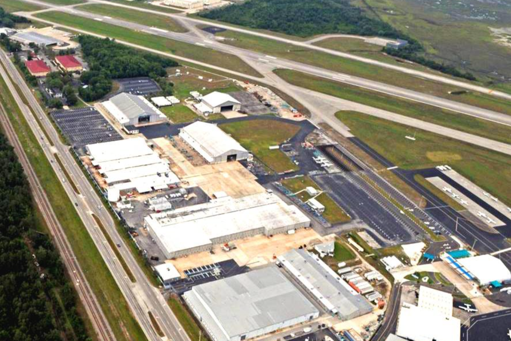 An aerial view of a North East Florida Regional Airport.