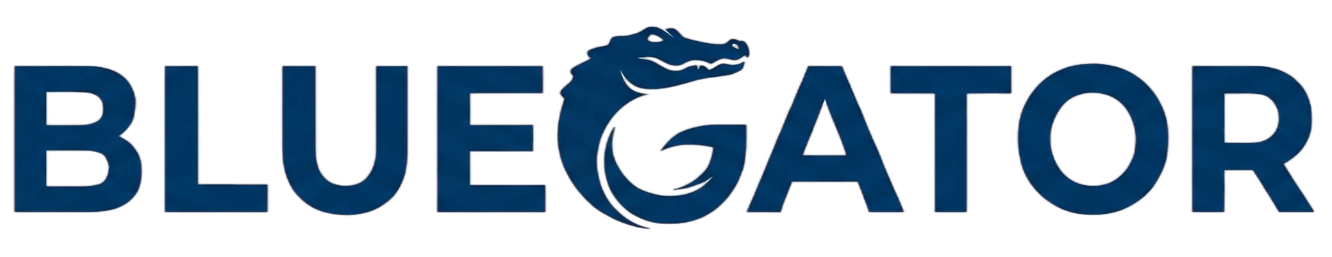 Blue Gator logo with the word 'BLUEGATOR' and a stylized alligator face integrated into the letter 'G'.