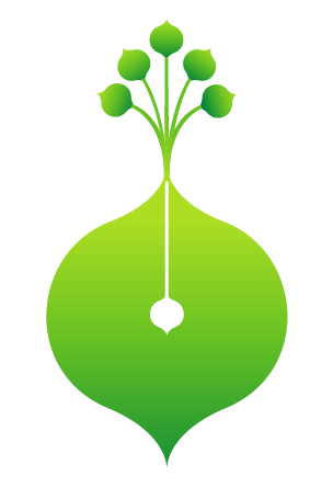 Green leaf shape with fully grown shoots at the top, grown from a seed inside