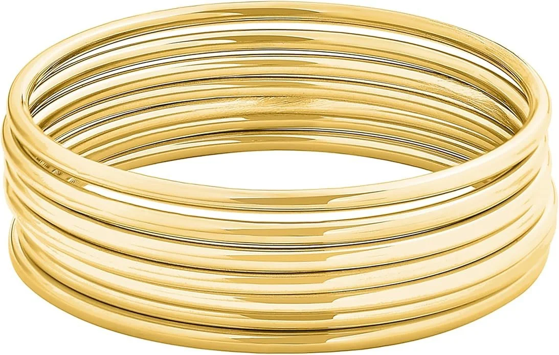 A stack of gold bangles.