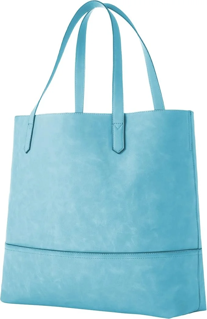 Light blue tote bag with two handles.