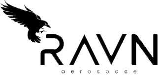 Logo of RAVN with stylized bird above the text.