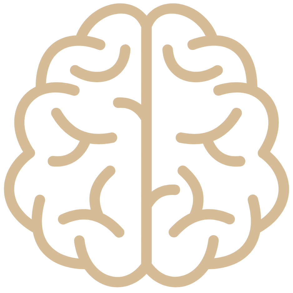 Brain icon representing anxiety and panic attack treatment offered by Austen LaBarge LCSW through virtual telehealth therapy in New York