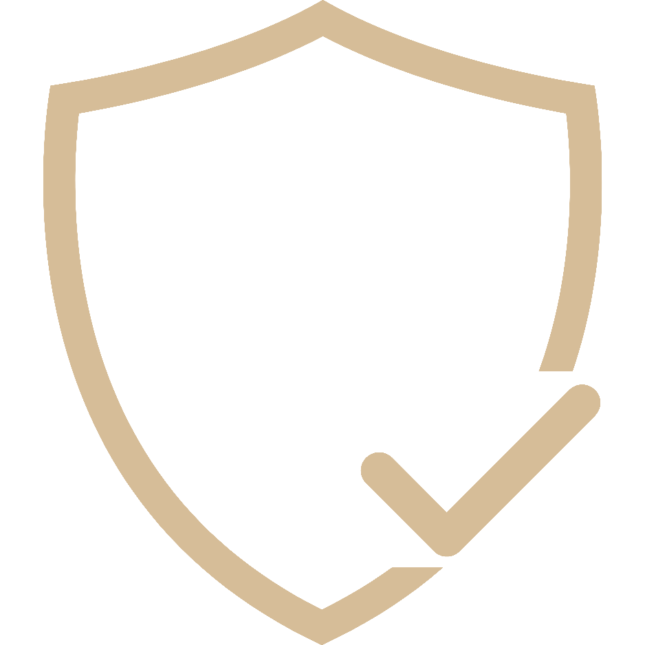 Shield with checkmark icon representing Trauma-Informed Care, a core approach of Austen LaBarge LCSW's virtual telehealth therapy practice in New York