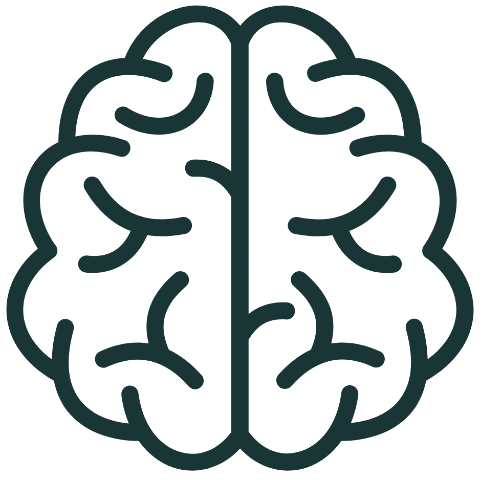 Brain icon representing anxiety, depression, and sleep disturbance treatment offered by Austen LaBarge LCSW through virtual telehealth therapy in New York