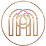 Geometric drawing of an outline square with sections divided by vertical, horizontal, and half circle lines.