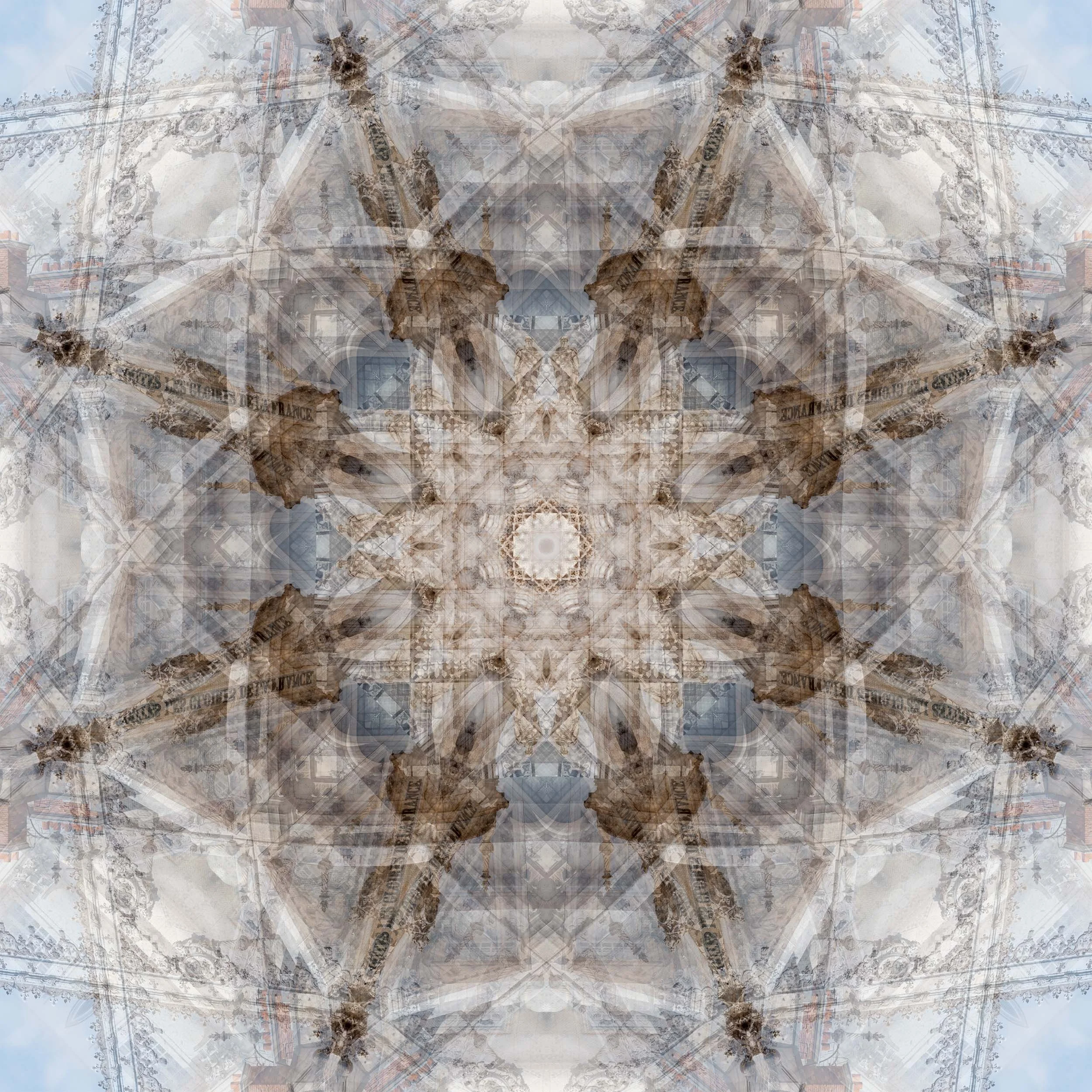 A Photo-Anagram made from a single photograph of a building at the Palace of Versailles — the source image rearranged, like letters in a word, into one of its endless creative expressions, created with the BeMuze app.