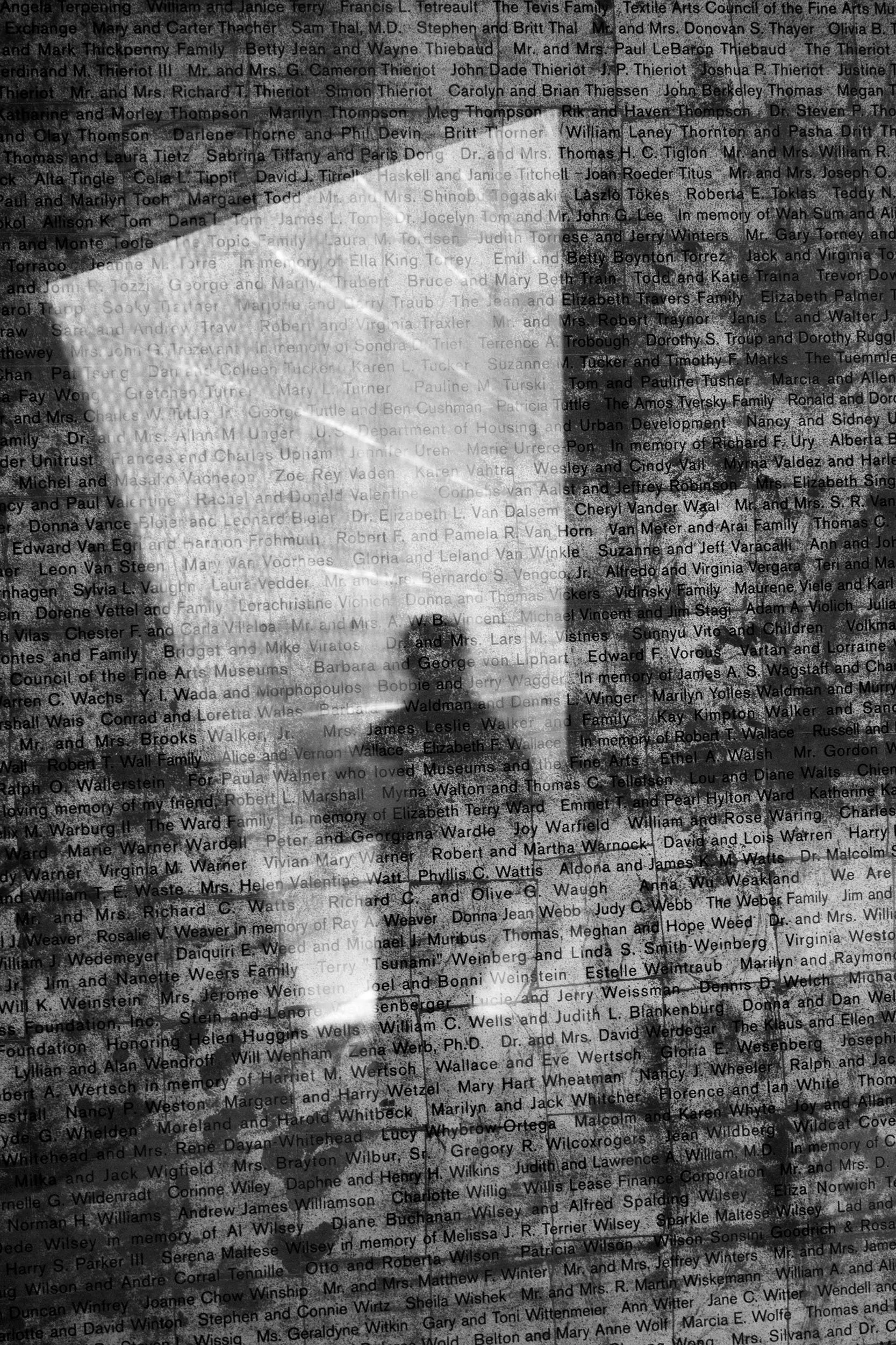 Silhouette Reflection on Museum Donor Wall,  2008
