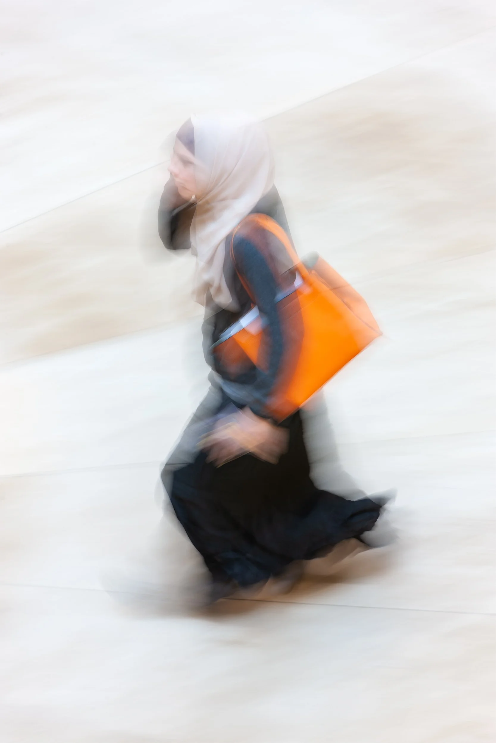 Woman Walking with Orange Handbag, 2013