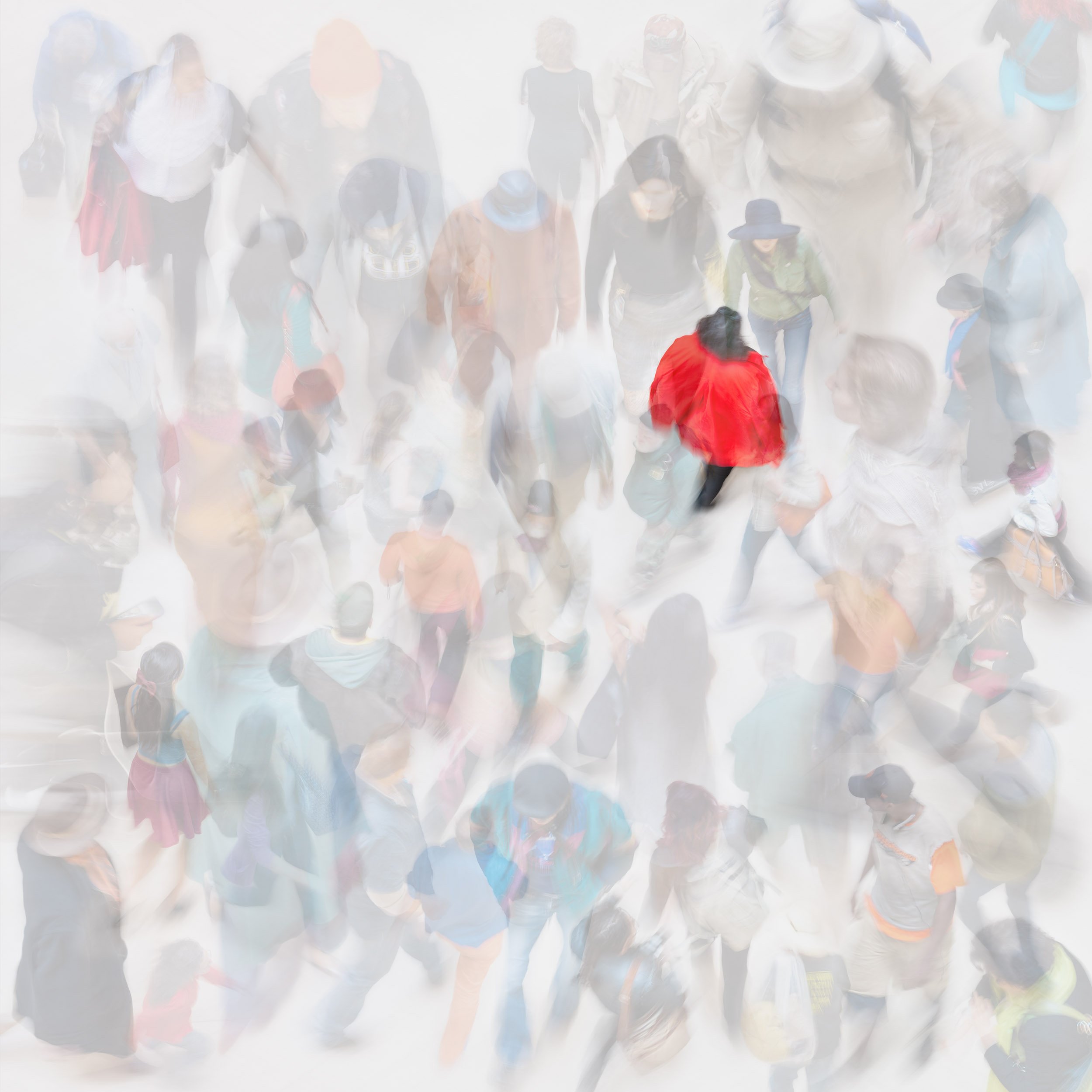 Red Coat Walking in a Crowd, 2016