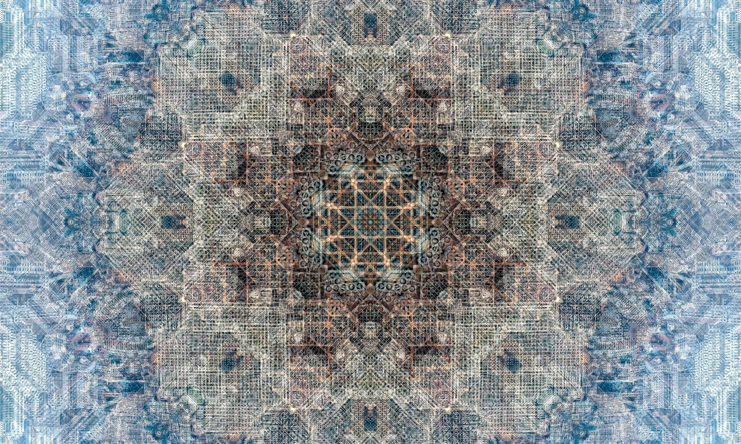 A Photo-Anagram artwork made from a photograph of a densely crowded Shanghai street — from Ken Holden's Photo-Anagram collection.