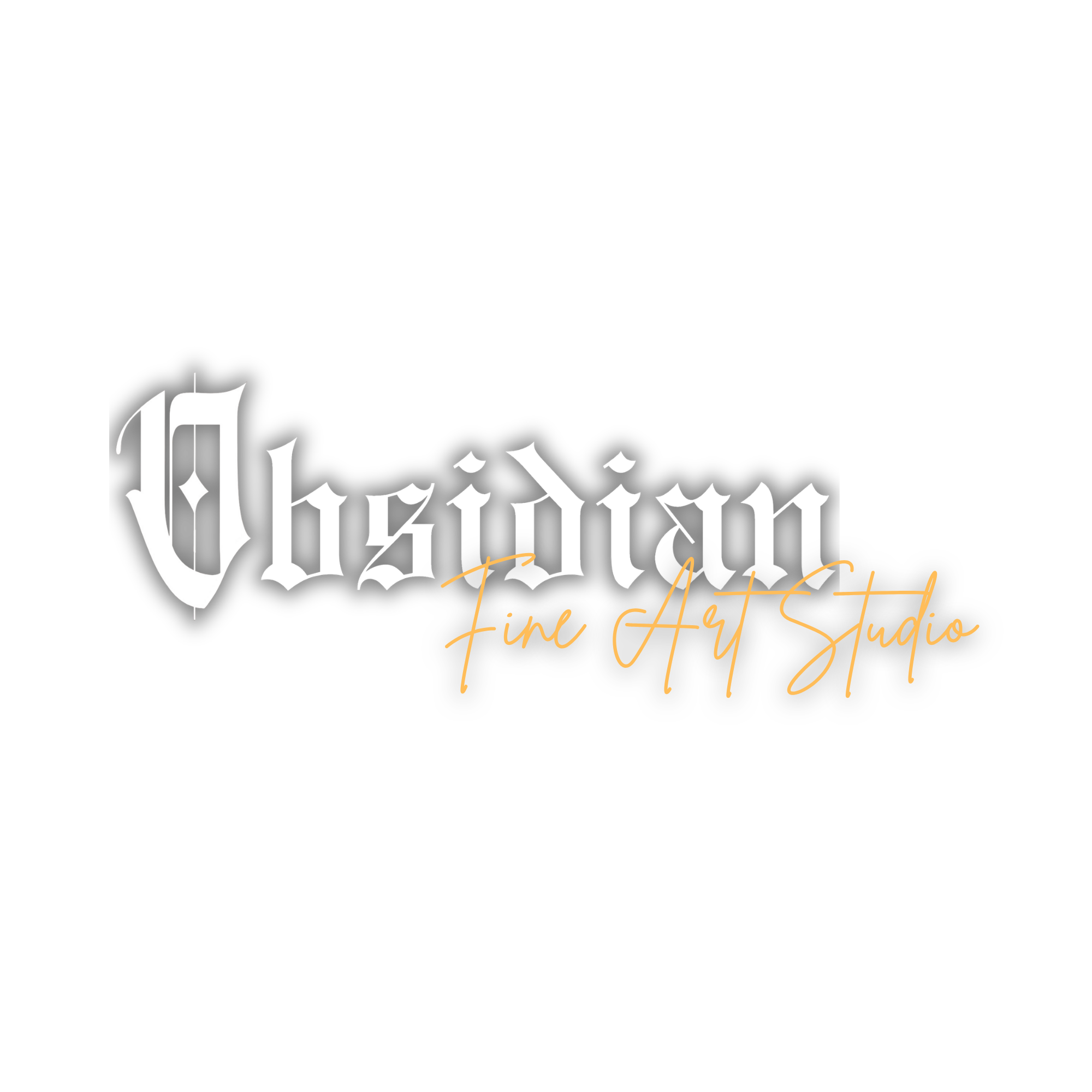 Black background with white gothic-style text that reads "Delicious" and orange script that says "Fine Art Studio."