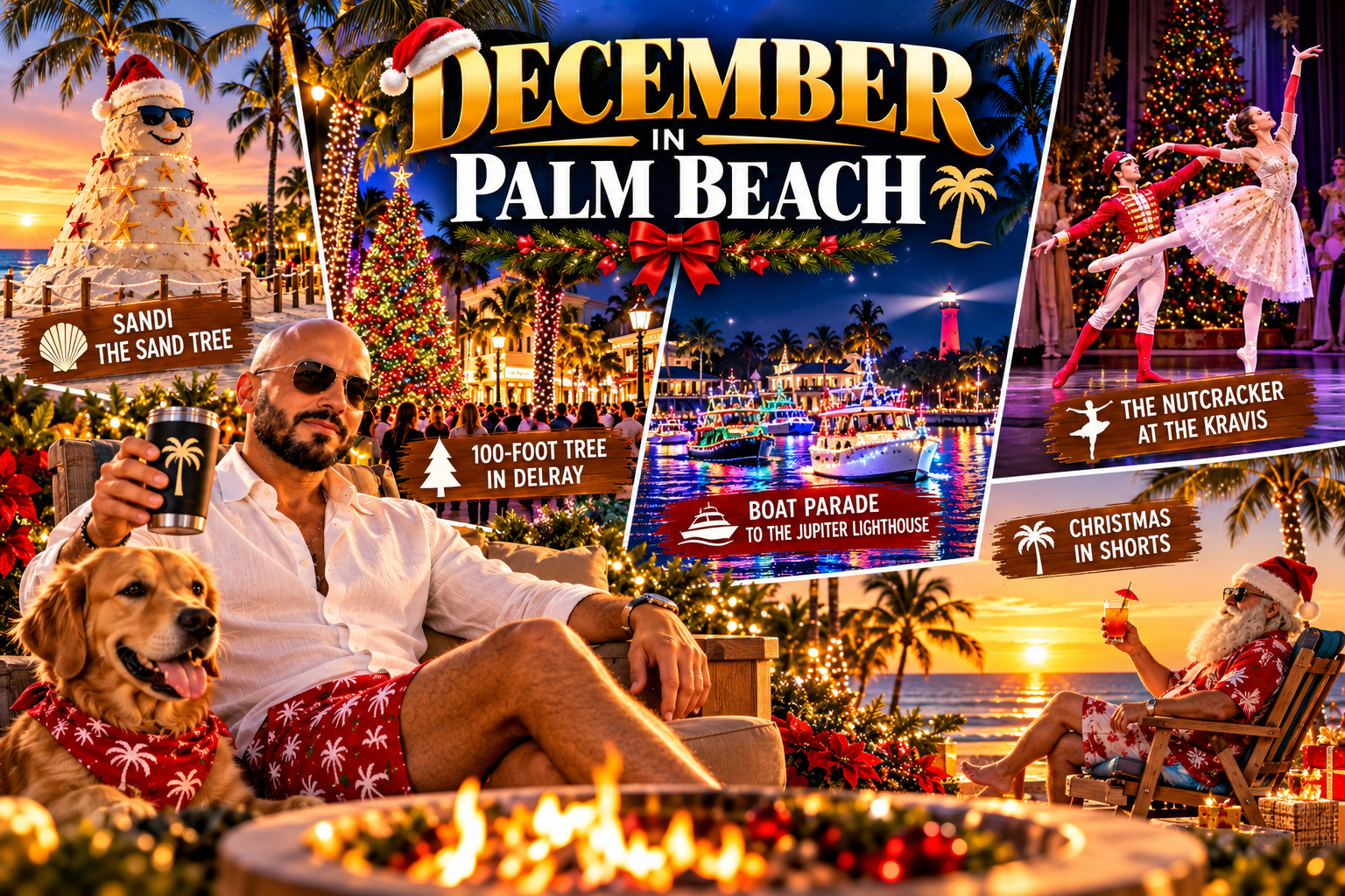 December in Palm Beach County: Sandi the Sand Tree, a 100-Foot Tree in Delray, a Boat Parade to the Jupiter Lighthouse, the Nutcracker at the Kravis and Christmas in Shorts (2026)