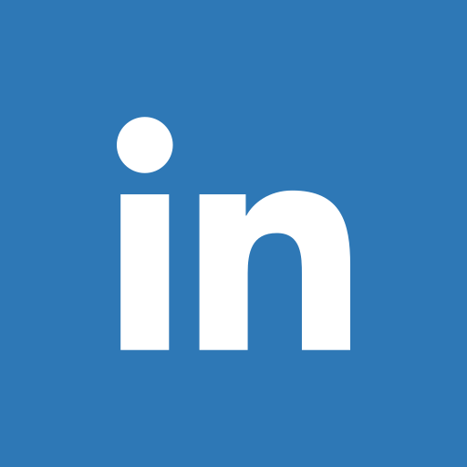 The LinkedIn logo with a blue background and the word 'in' in black lowercase letters.
