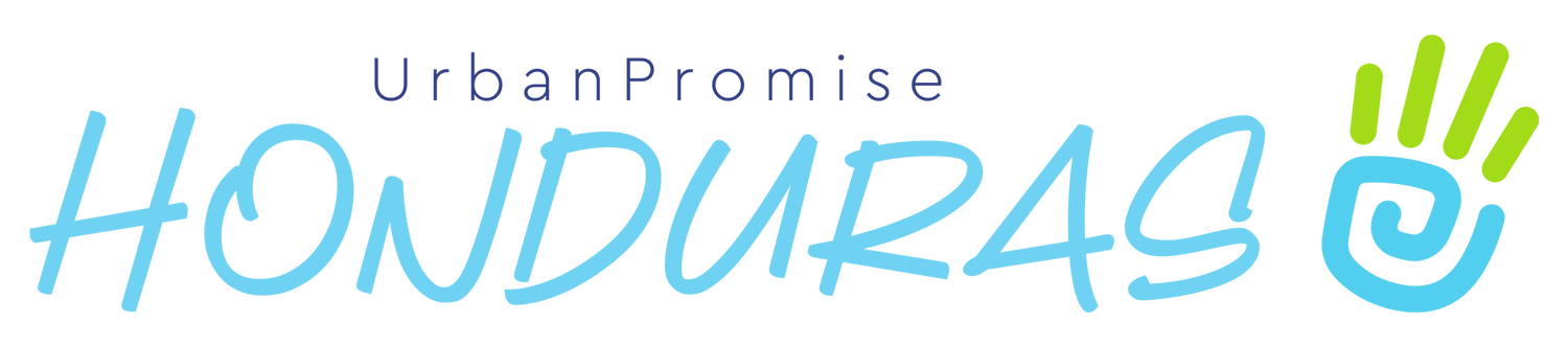 Colorful logo spelling 'Honduras' with the words 'UrbanPromise' above and a green handprint to the right.