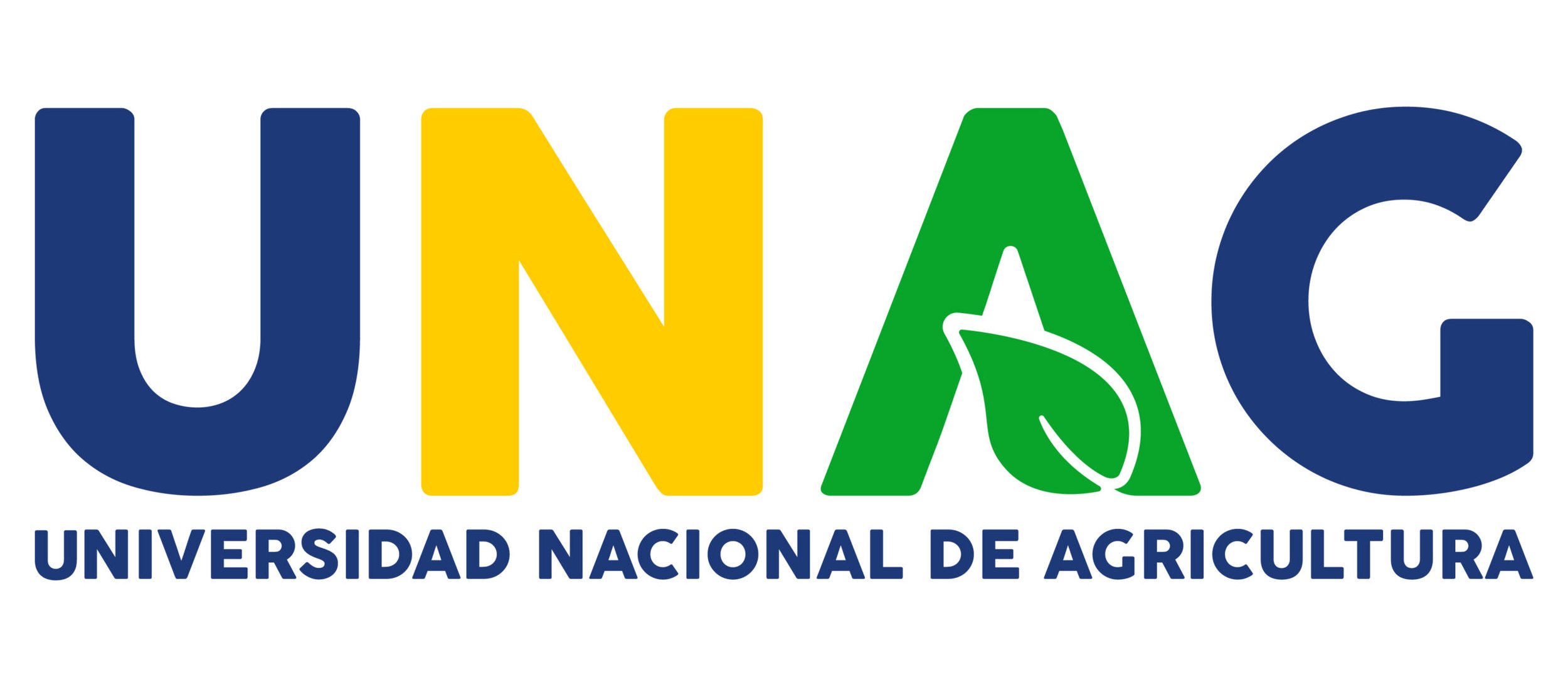 Logo of the Universidad Nacional de Agricultura with the letters 'UNAG' in blue, yellow, green, and dark blue, and a white leaf inside the letter 'A'.