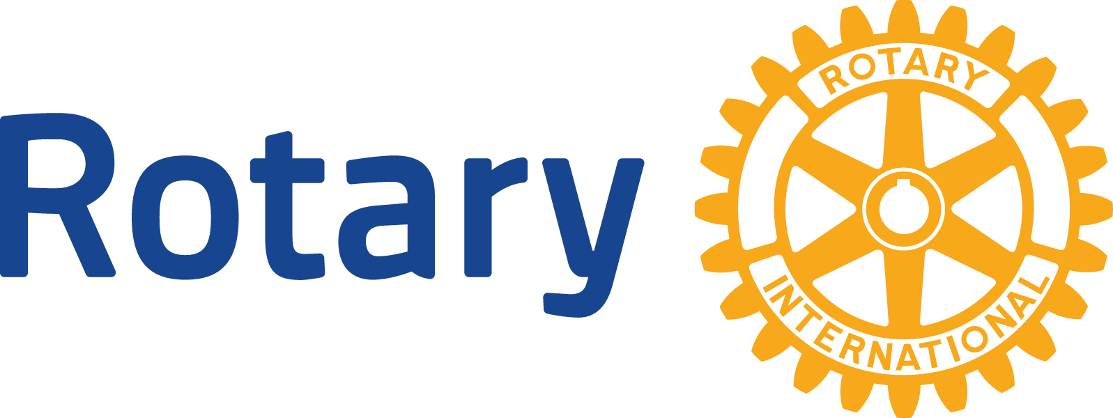 Rotary International logo with the word "Rotary" in blue and a yellow gear emblem with the words "Rotary International" written around the gear.