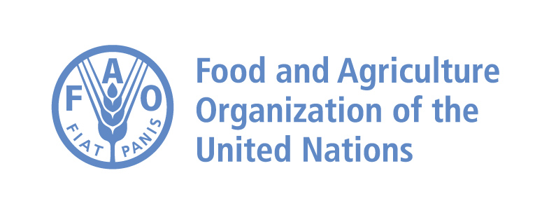 Logo of the Food and Agriculture Organization of the United Nations with FAO abbreviation and a circular emblem featuring a fork, wheat, and the words 'FIAT PANIS'.